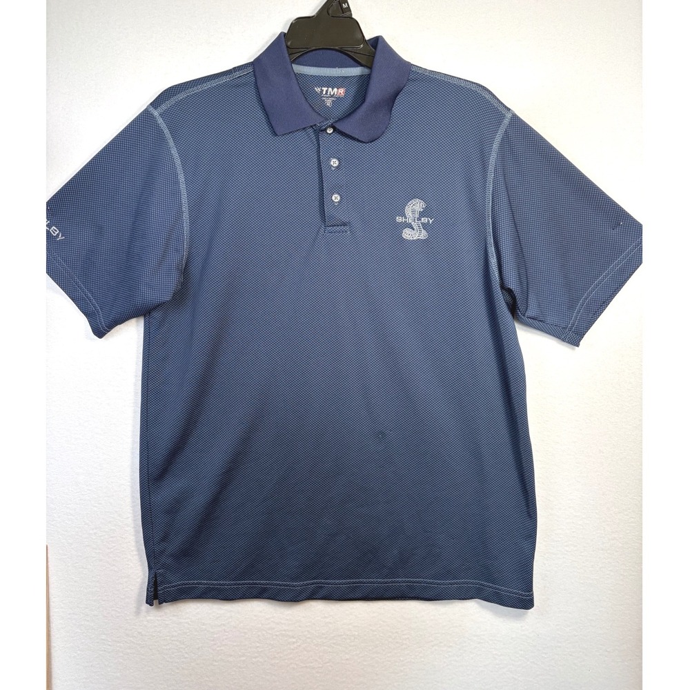 TMR Shelby Cobra Polo Shirt Mens Medium Blue Excellent Short Sleeve Embroidered